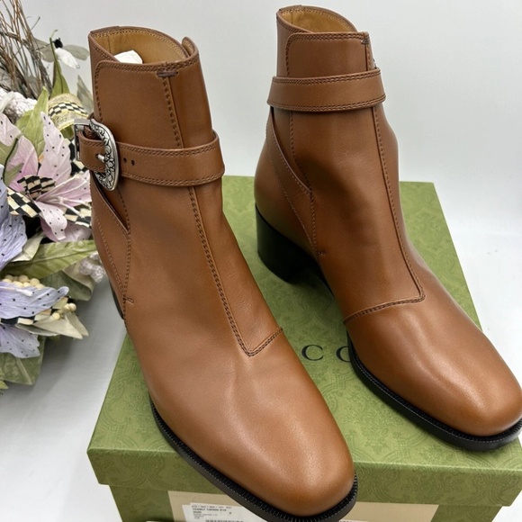Men’s Gucci calf skin Jakarta buckle boots size 9, made in Italy - Picture 1 of 10